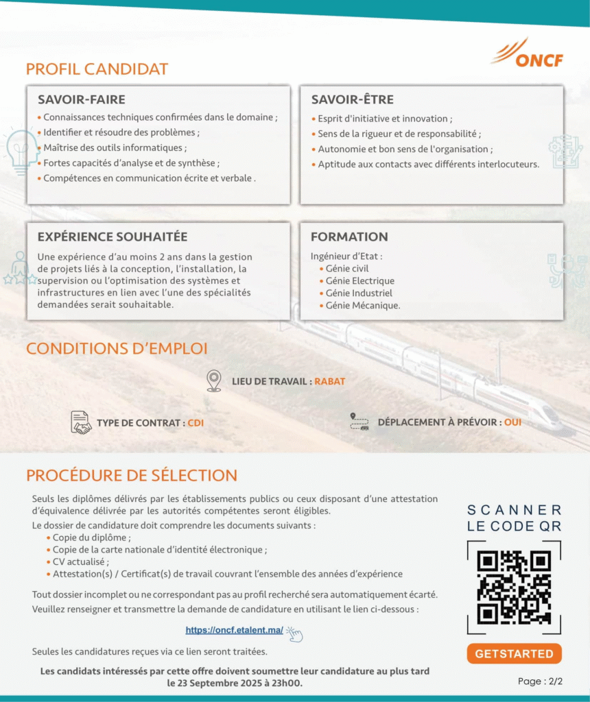 quick information Recrutement ONCF 